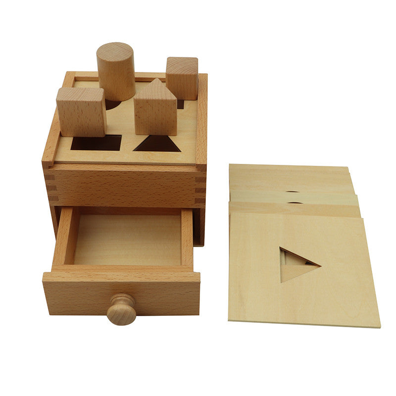 Boîte de permanence de l'objet avec 4 formes géométriques à encastrer - MaMontessoriBox