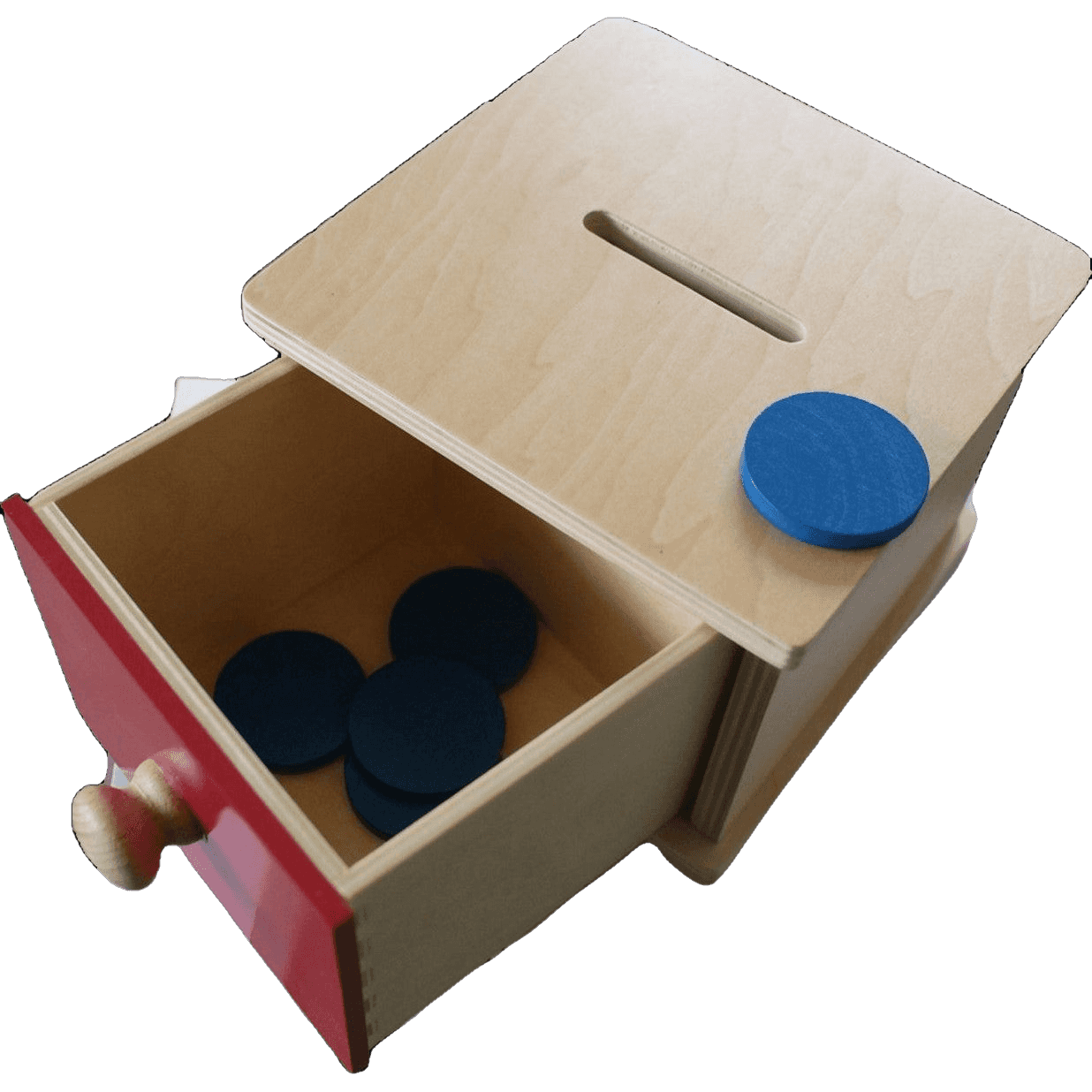 Boîte d'Encastrement Tiroir et Jetons Montessori