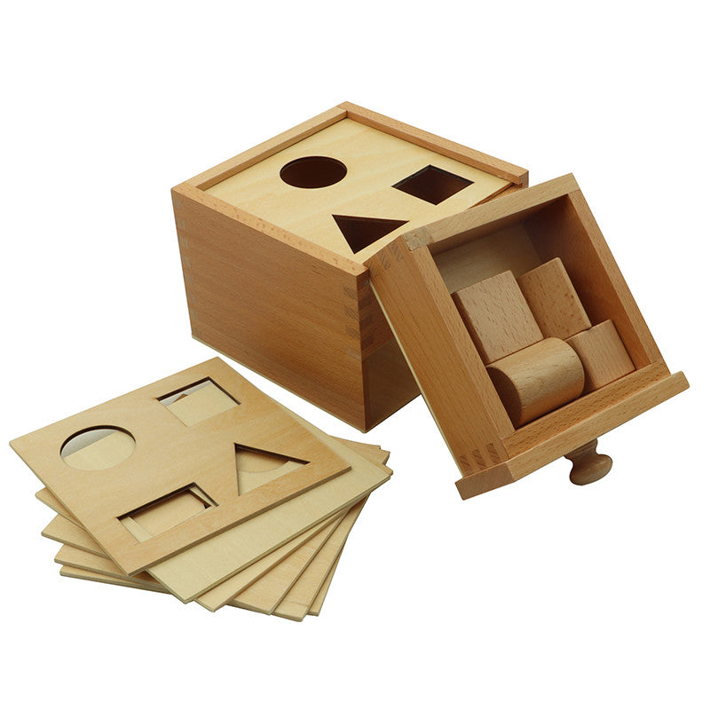 Boîte de permanence de l'objet avec 4 formes géométriques à encastrer - MaMontessoriBox
