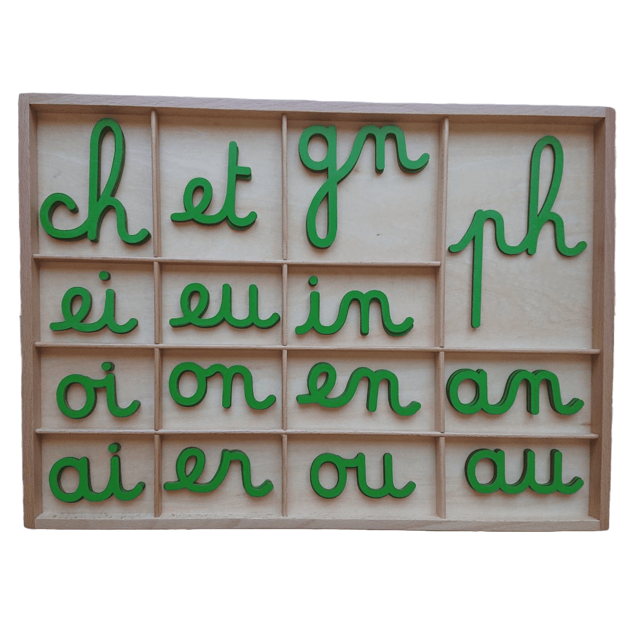 Digrammes mobiles cursifs Montessori avec boîte de rangement - MaMontessoriBox