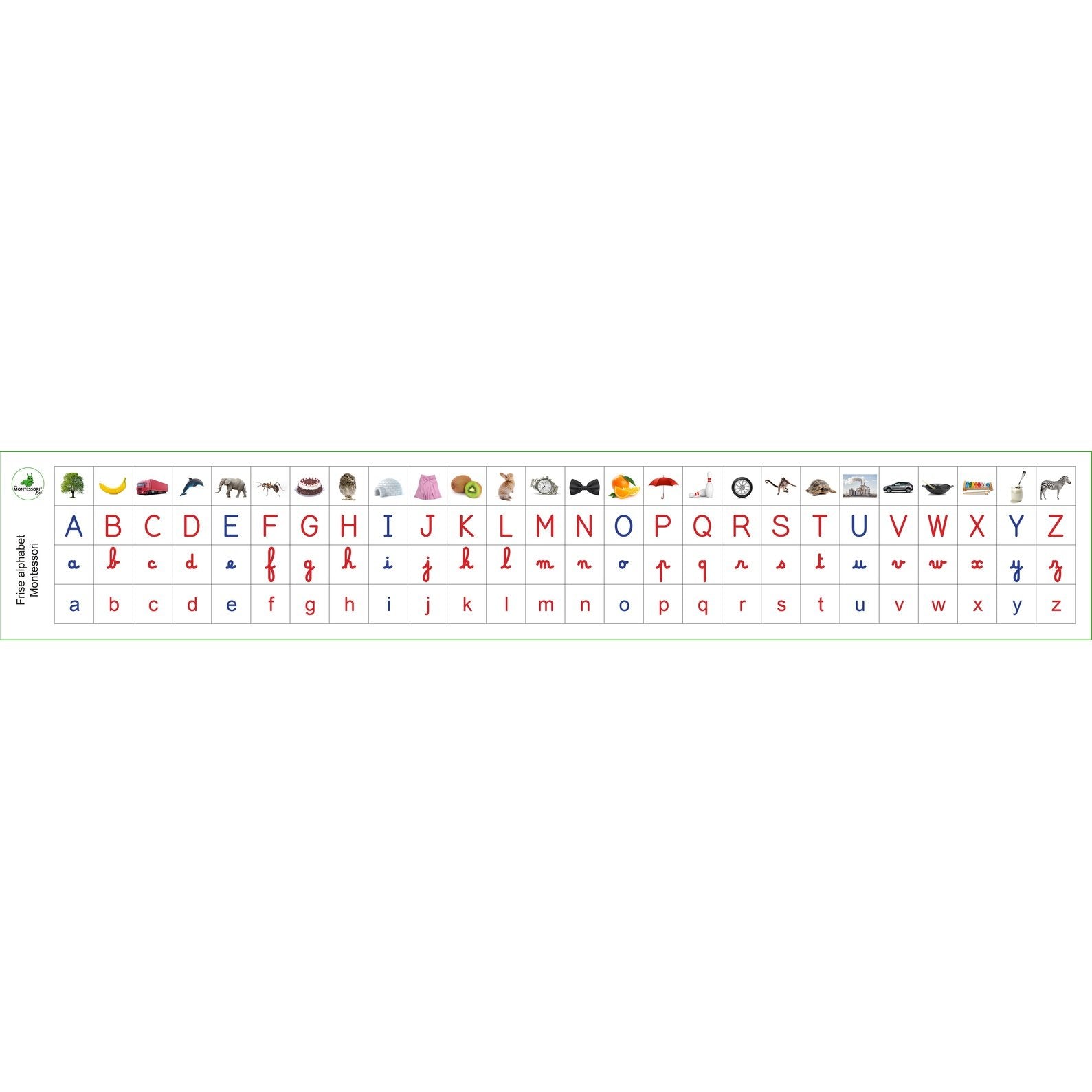 Frise alphabet murale Montessori (2 couleurs disponibles) - MaMontessoriBox