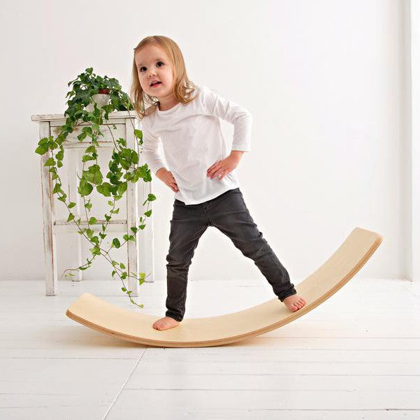 Joyz Balance Board pour Enfants/Adultes, Bois/Feutre Gris, Antidérapant,  83x30 cm, Jouet Montessori à partir