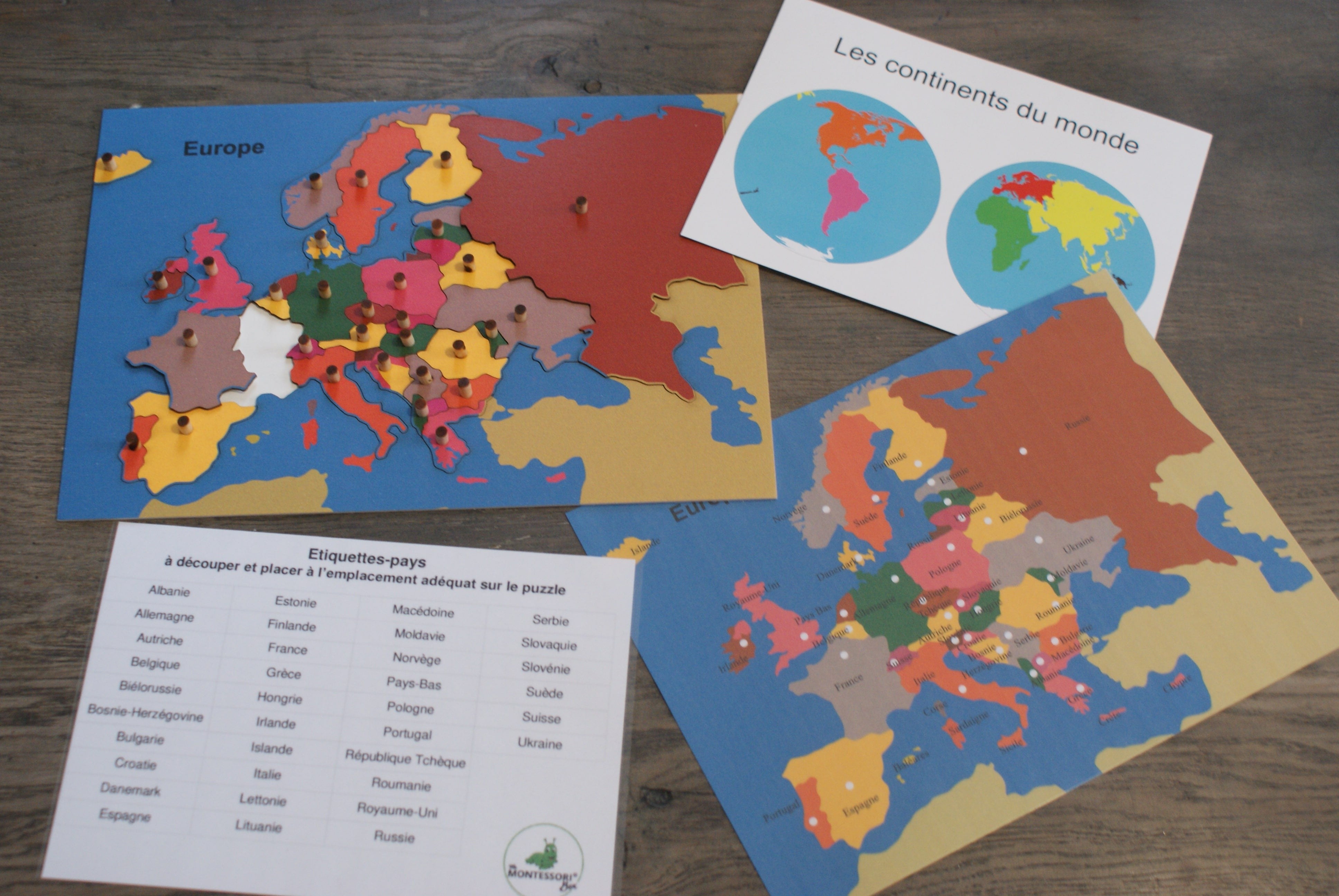 Carte de contrôle muette de l'Europe - Montessori Spirit